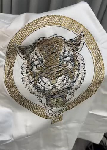 Embroidered Tiger Pattern Formal Shirt For Men