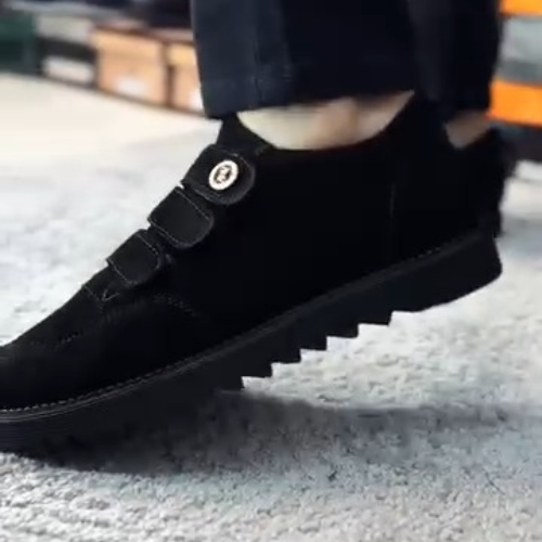 Men's Suede Striple-Strap Black Boots