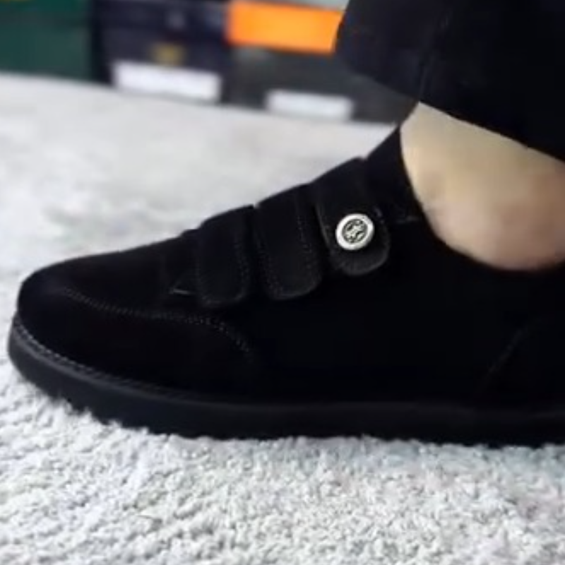 Men's Suede Striple-Strap Black Boots