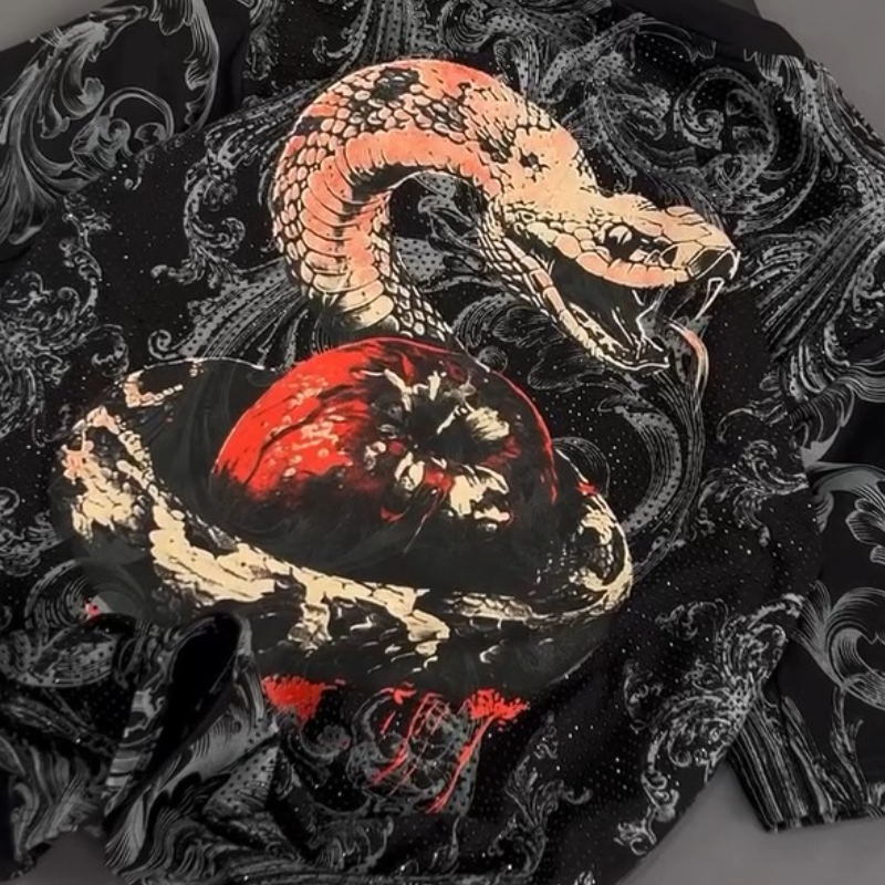 Men's Snake And Apple Print T-Shirt