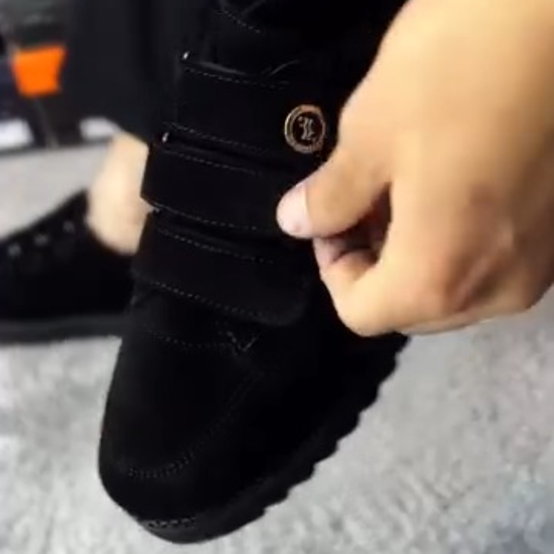 Men's Suede Striple-Strap Black Boots