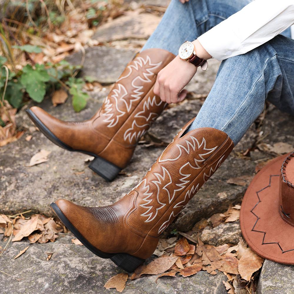 Embroidered High Heel Men's Mugen Boots