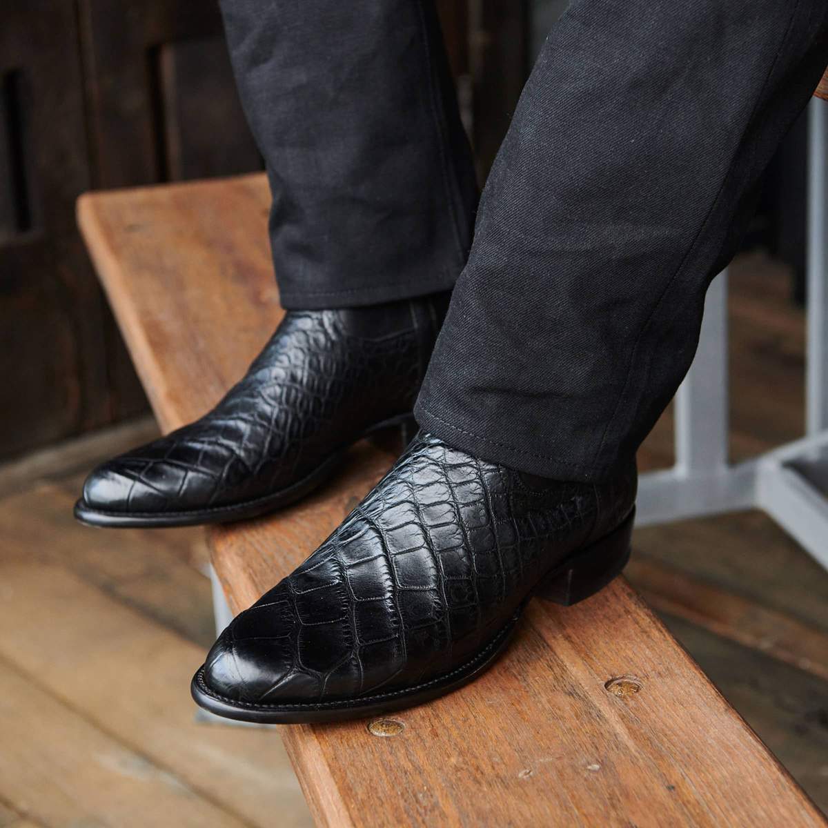Vintage Men's Crocodile Print Boots