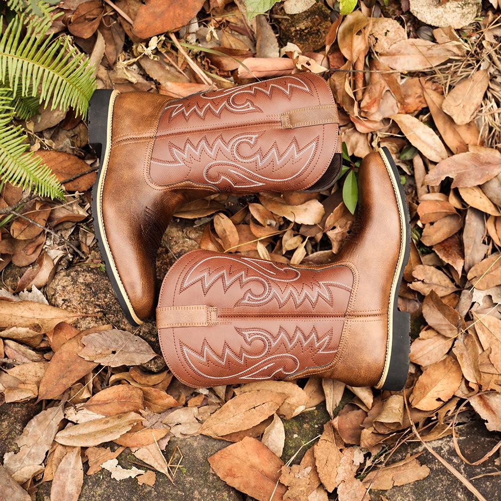 High Embroidered Vintage Cowboy Boots