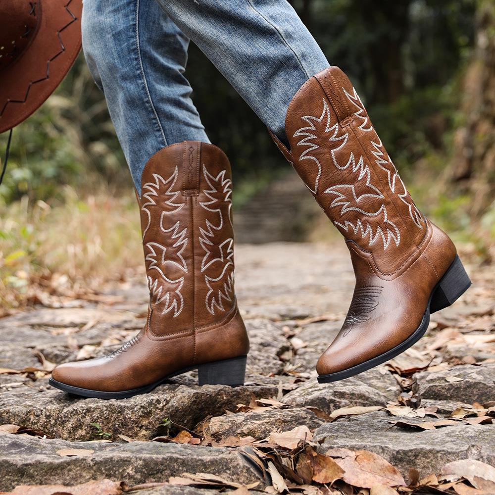Embroidered High Heel Men's Mugen Boots