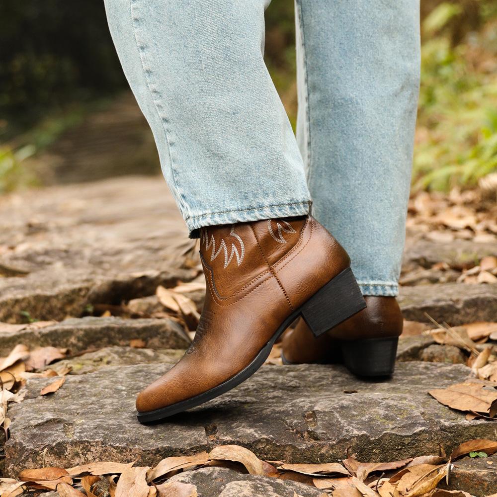 Embroidered High Heel Men's Mugen Boots