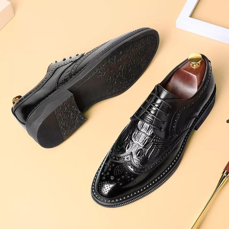 Skeletonized Business Casual Leather Shoes