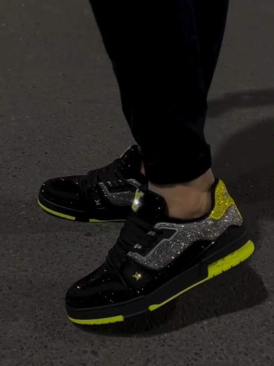 Men's Yellow And Black Two-Tone Casual Shoes