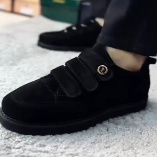 Men's Suede Striple-Strap Black Boots