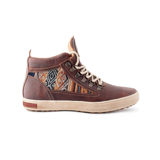 Women's vintage distressed leather high-top sneakers