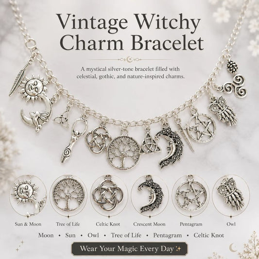 🔥Last Day 49% OFF - 🧙🖤Vintage Witchy Charm Bracelet
