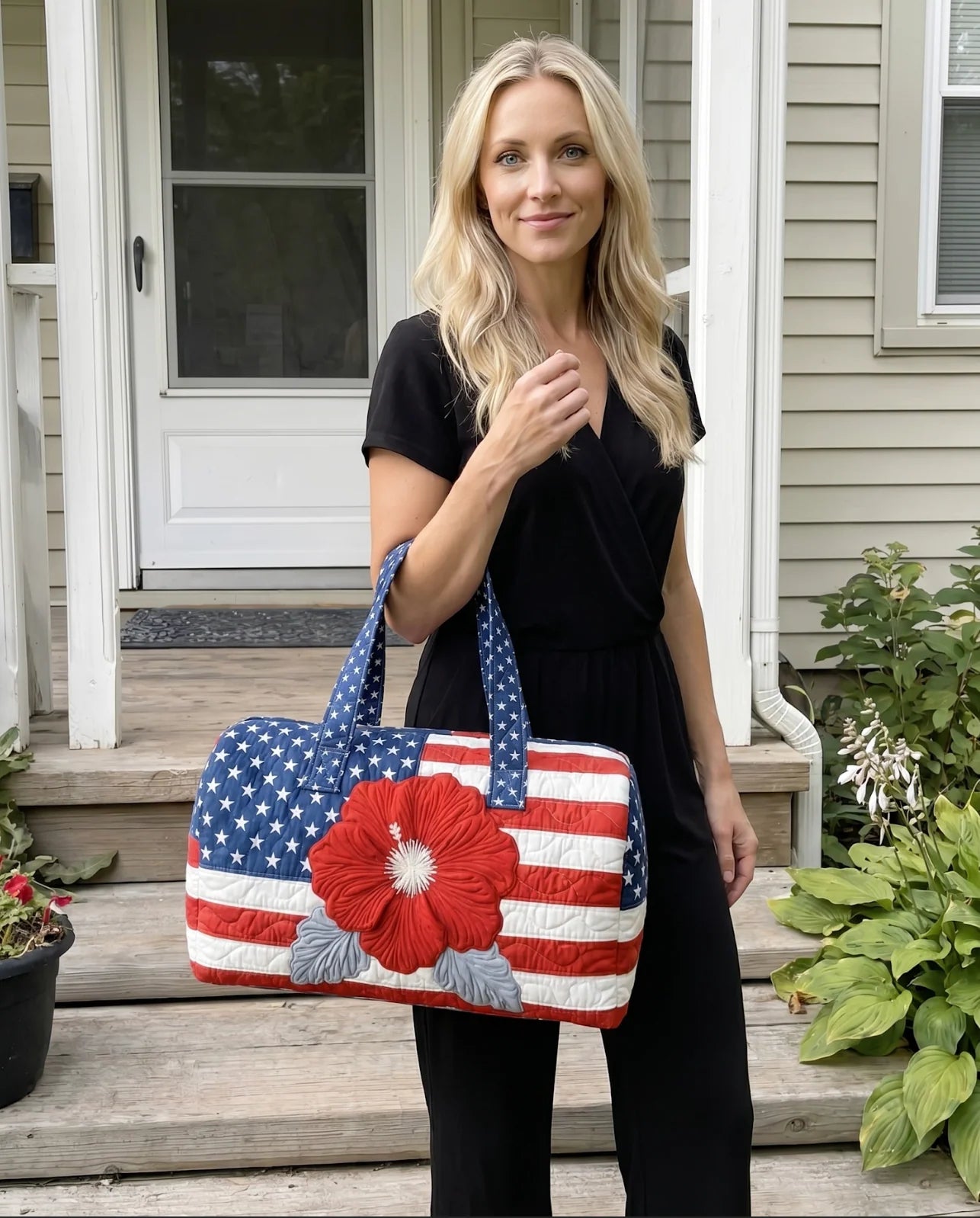 Handmade Quilted USA Tote Bag