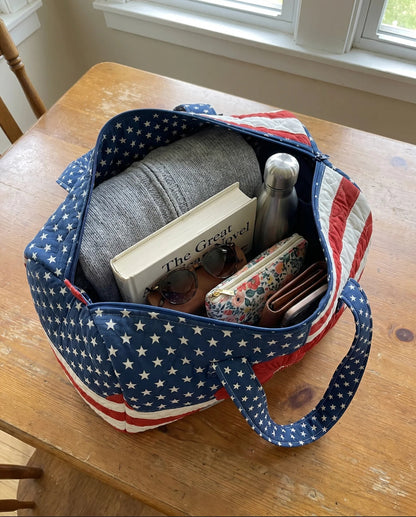 Handmade Quilted USA Tote Bag