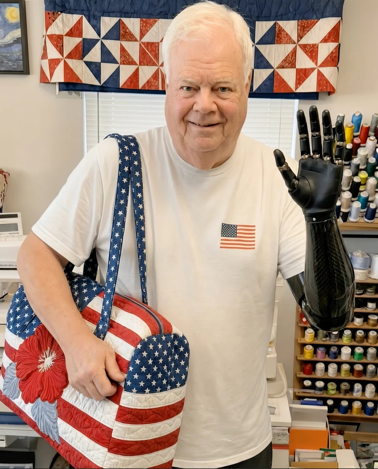Handmade Quilted USA Tote Bag