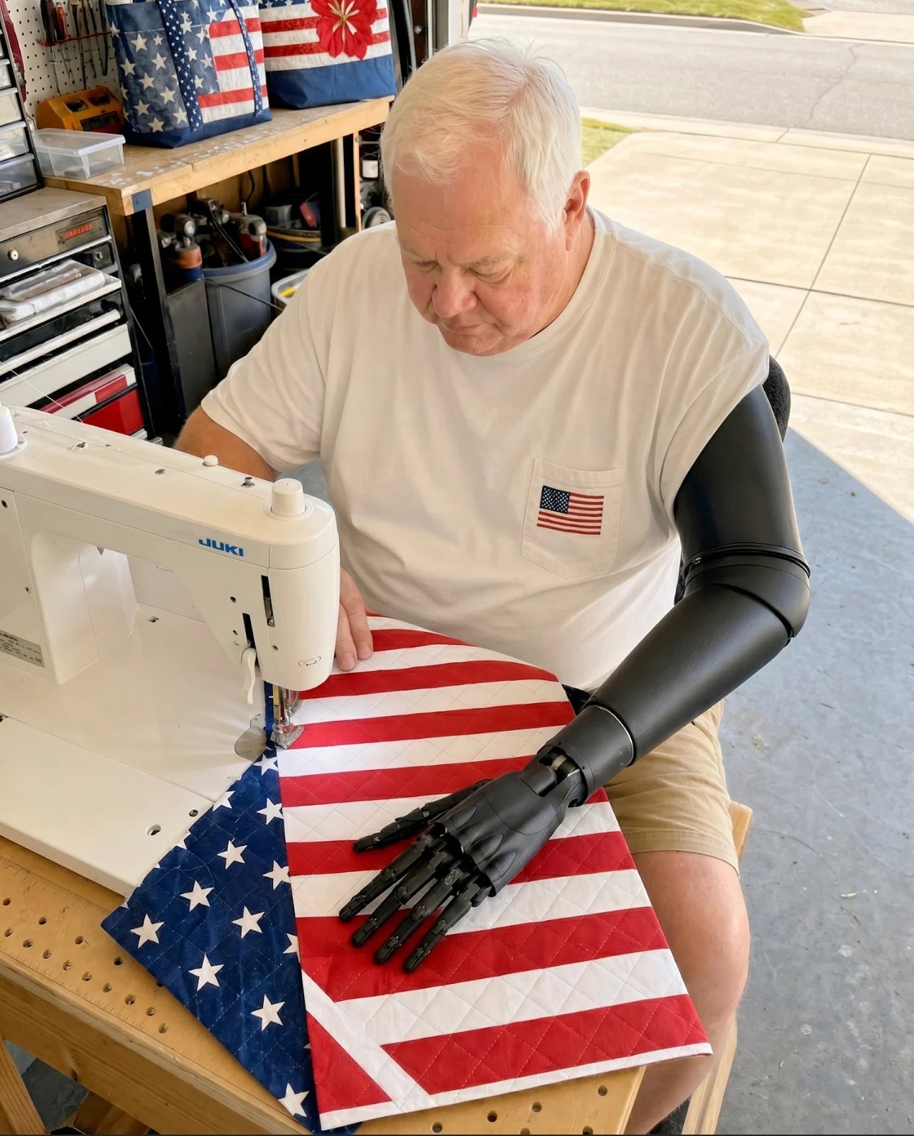 Handmade Quilted USA Tote Bag