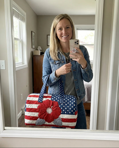 Handmade Quilted USA Tote Bag