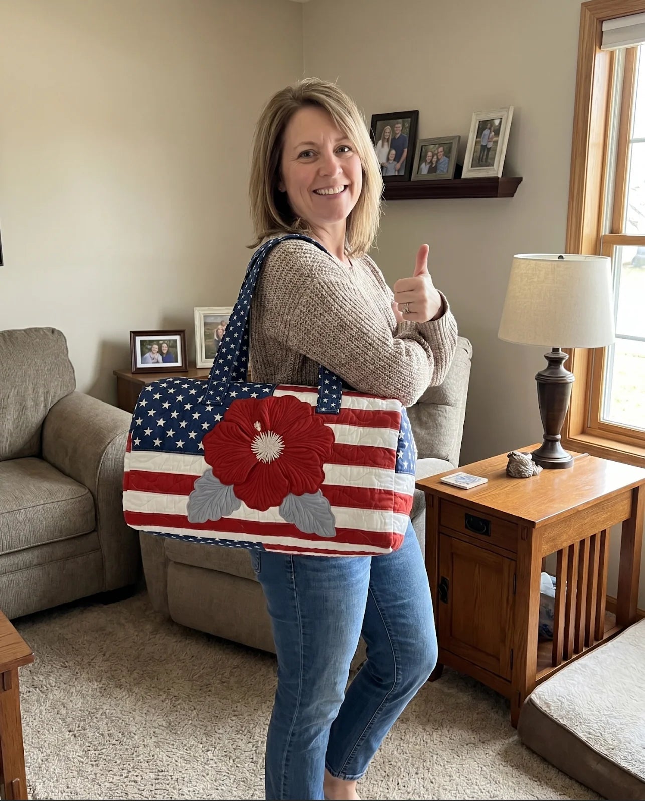 Handmade Quilted USA Tote Bag