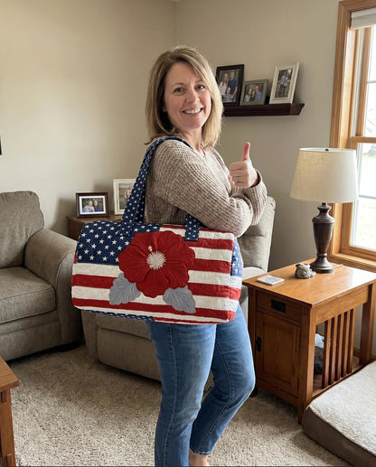 Handmade Quilted USA Tote Bag