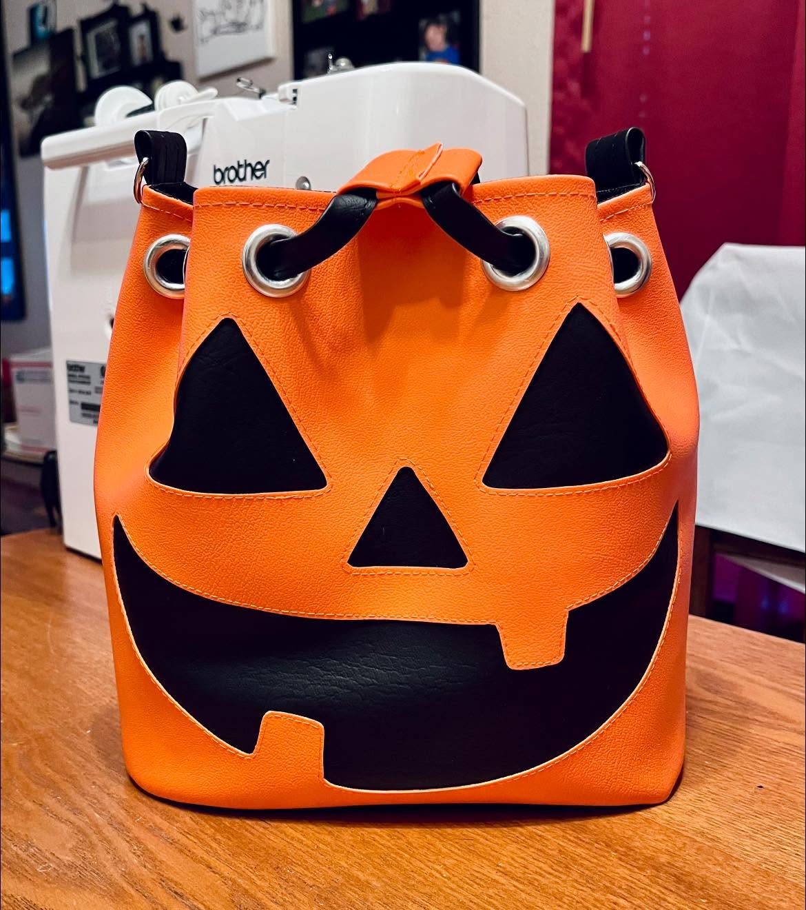 Pumpkin drawstring bag