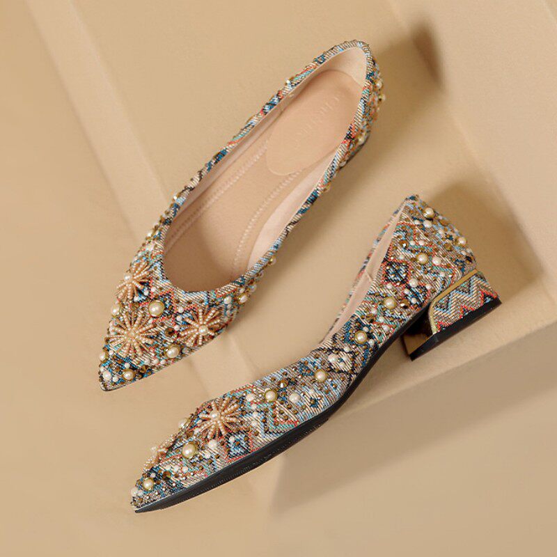 Women's Retro Pearl Flat Shoes