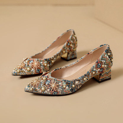 Women's Retro Pearl Flat Shoes