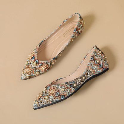 Women's Retro Pearl Flat Shoes