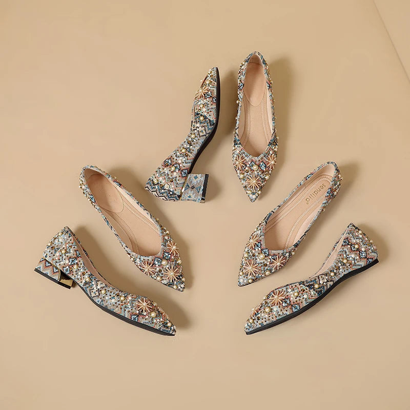 Women's Retro Pearl Flat Shoes