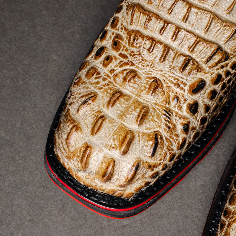 Men's Square-toe Crocodile Embroidered Boots