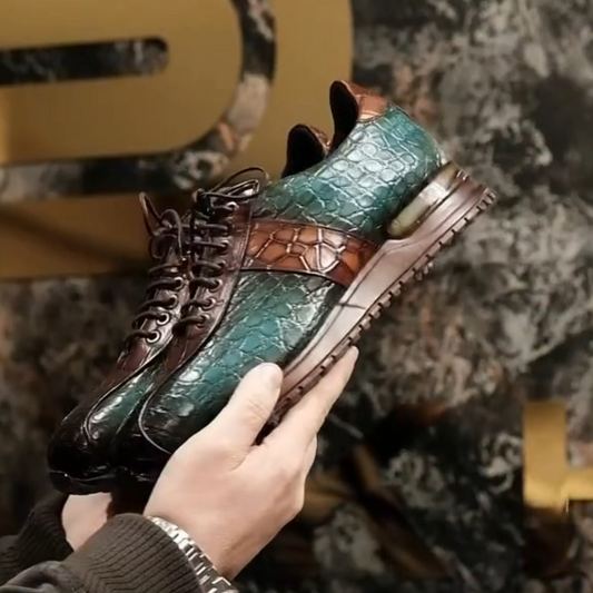 Emerald Artisan: Crocodile-Embossed Luxury Air Sneakers