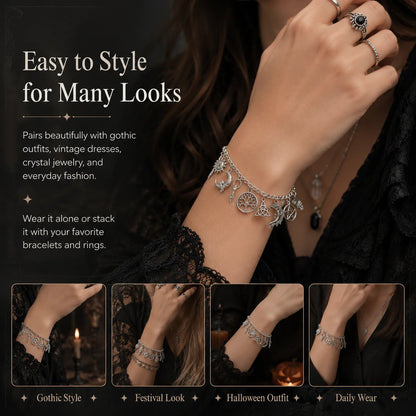 🔥Last Day 49% OFF - 🧙🖤Vintage Witchy Charm Bracelet