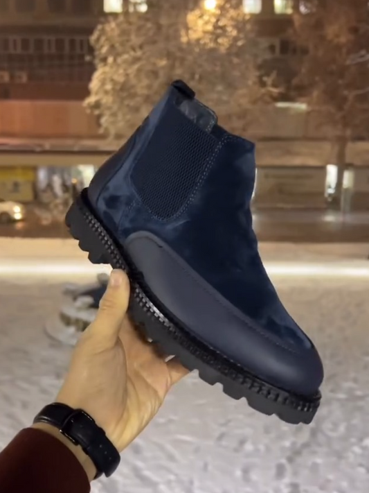 Men’s Winter Chelsea Boots With Warm Fur Lining & Anti-Slip Sole