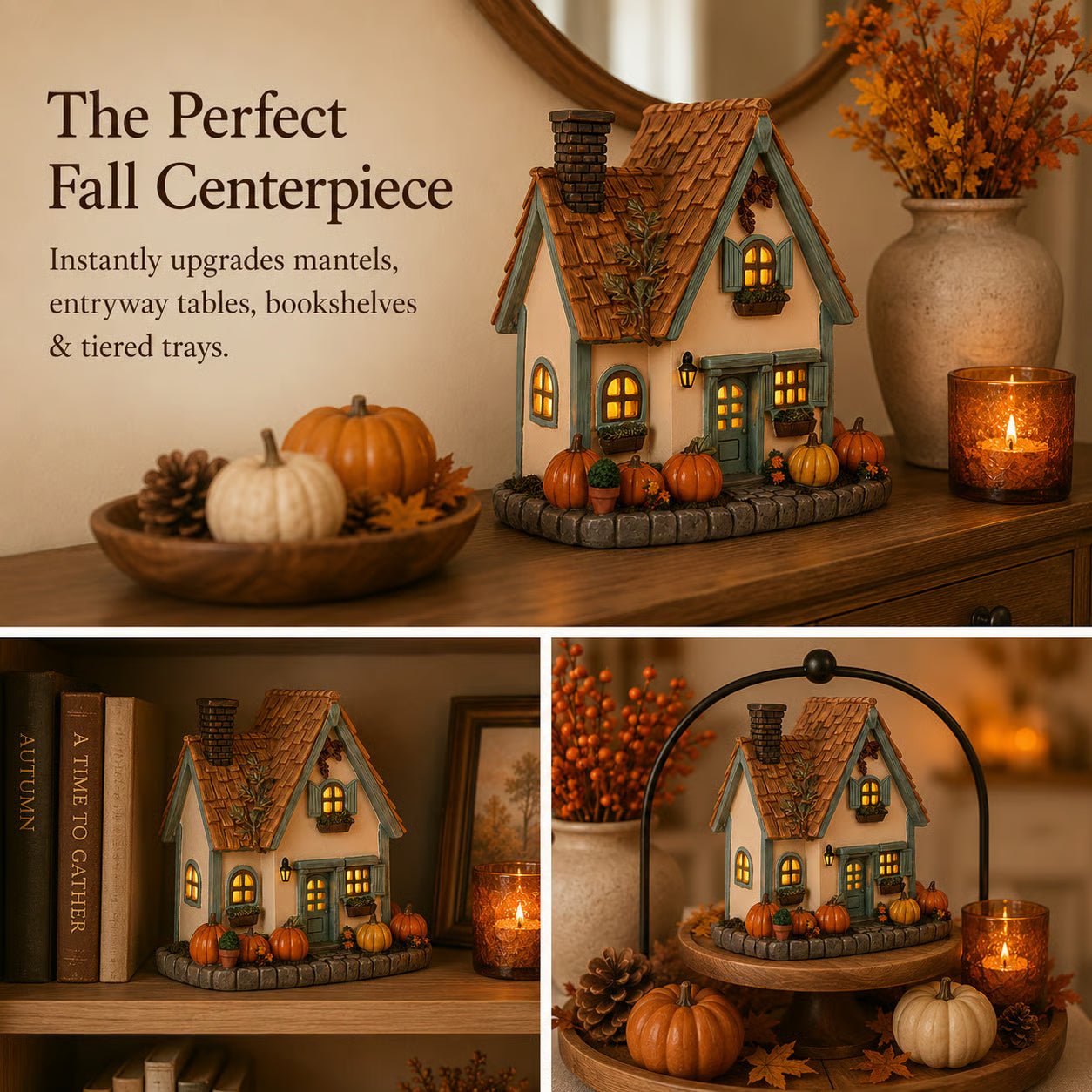 🎃🏡Vintage Light-Up Pumpkins Cottage
