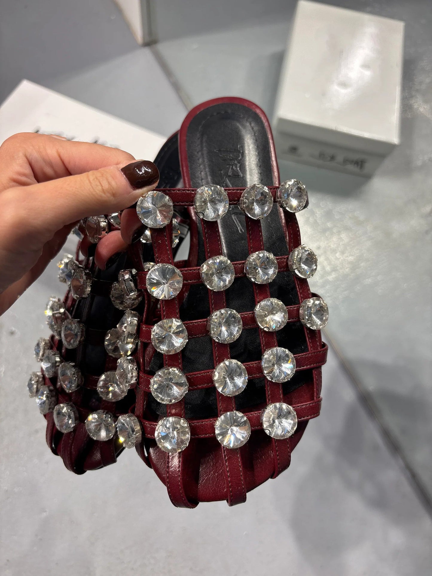 Women's gem-encrusted flat sandals