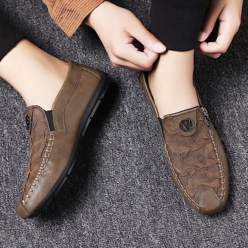 Men's Fashion Casual Leather Shoes With A Zip