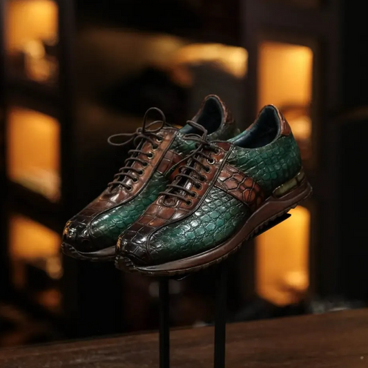Emerald Artisan: Crocodile-Embossed Luxury Air Sneakers