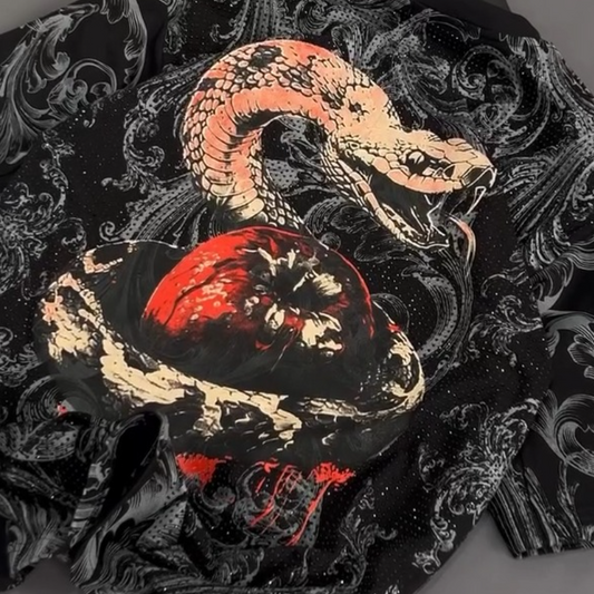 Men's Snake And Apple Print T-Shirt