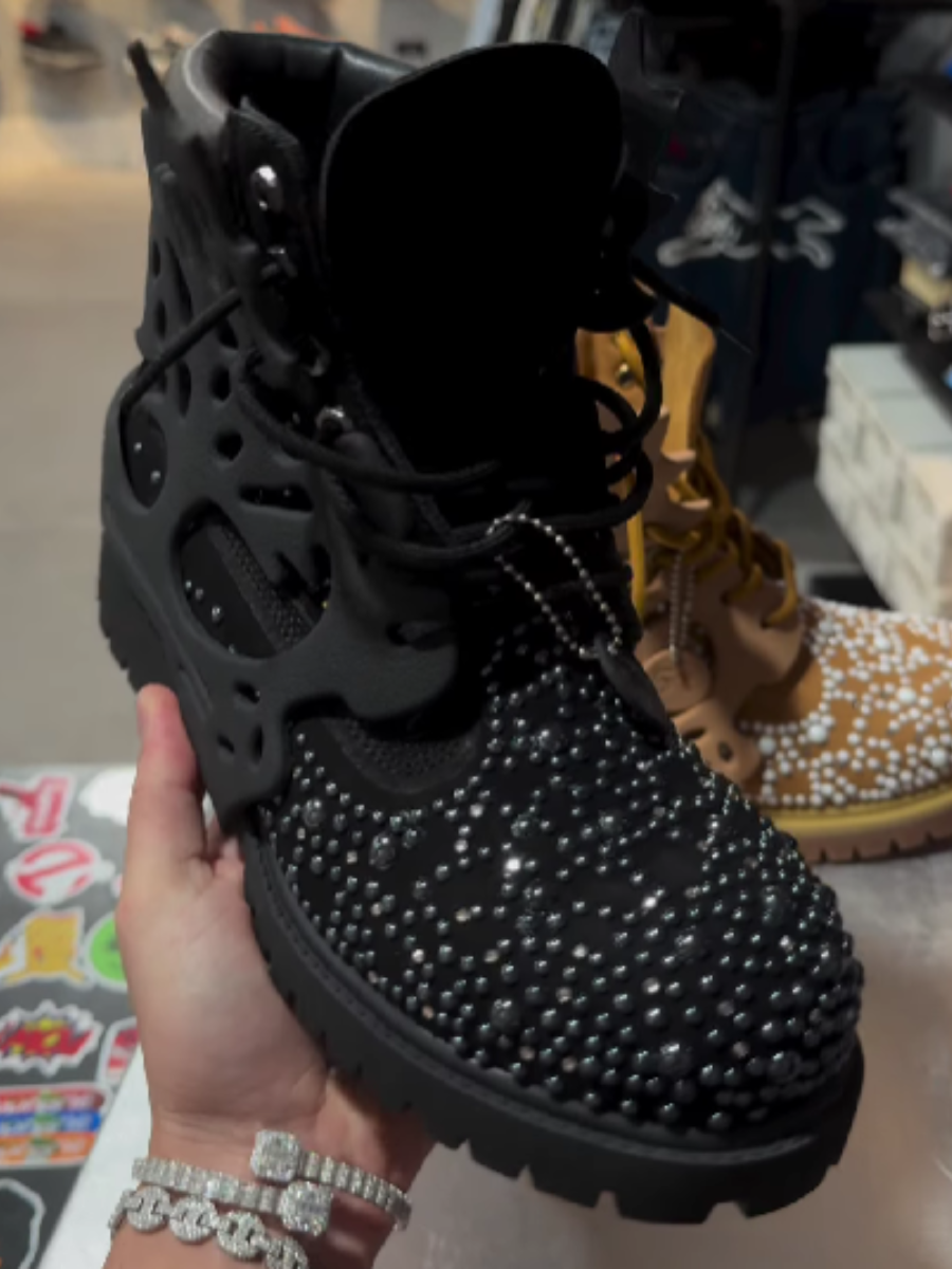 Galaxy Spike Art Boots – Handcrafted 3D Leather Design