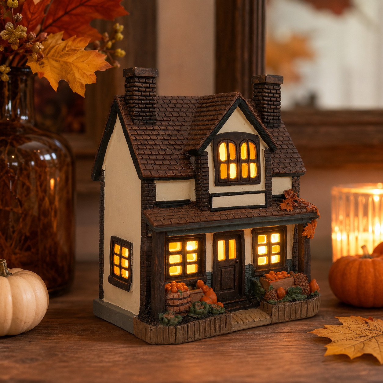 🎃🏡Vintage Light-Up Pumpkins Cottage
