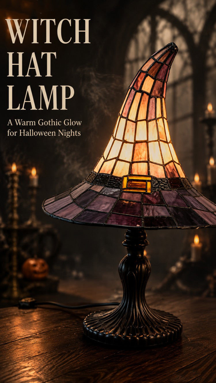 Stained Glass Witch Hat Lamp