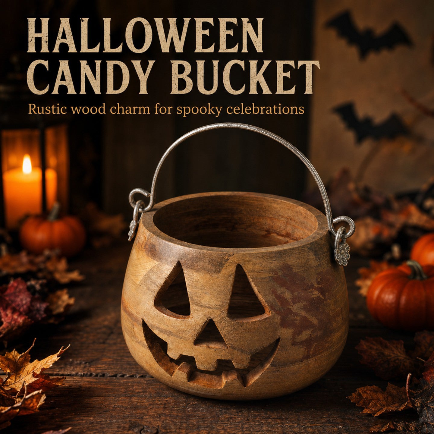 2026 Halloween Wooden Pumpkin Bucket