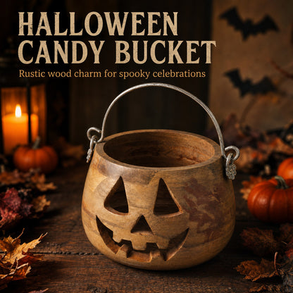 2026 Halloween Wooden Pumpkin Bucket