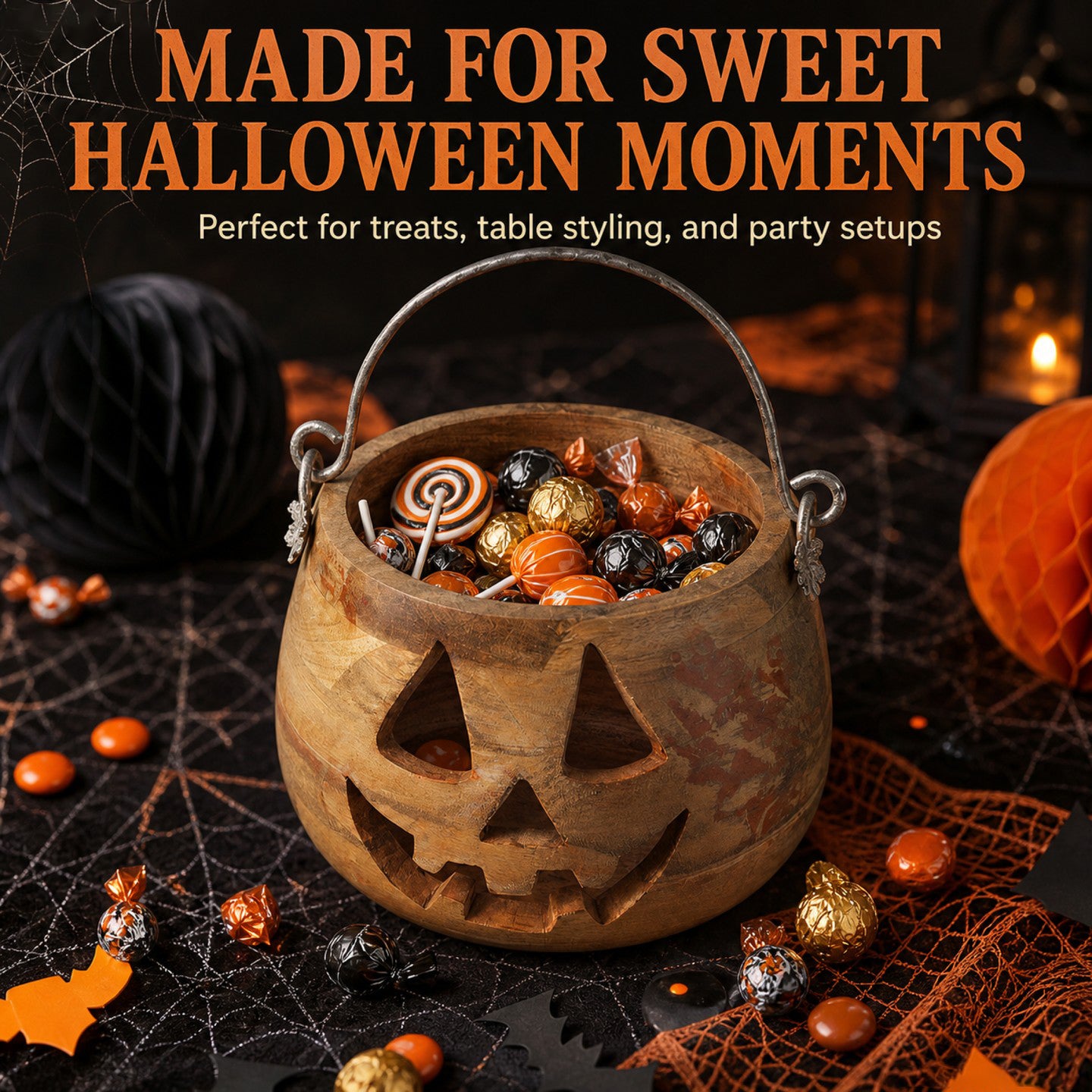 2026 Halloween Wooden Pumpkin Bucket
