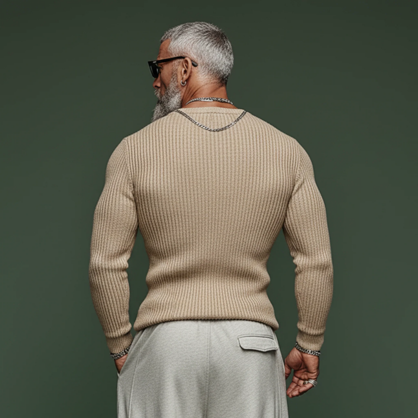 Men's Classic Casual Tough Style Henley Collar Slim Fit Sweater