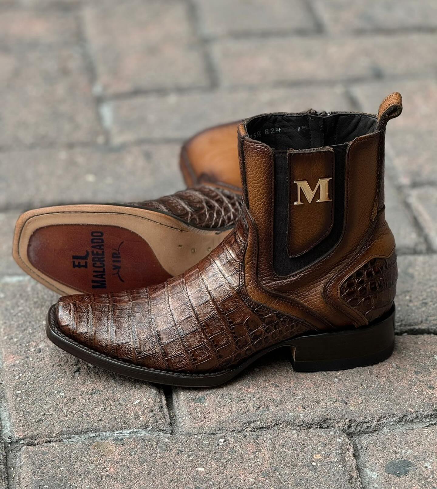 M Logo Leather Boots