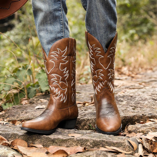 Embroidered High Heel Men's Mugen Boots