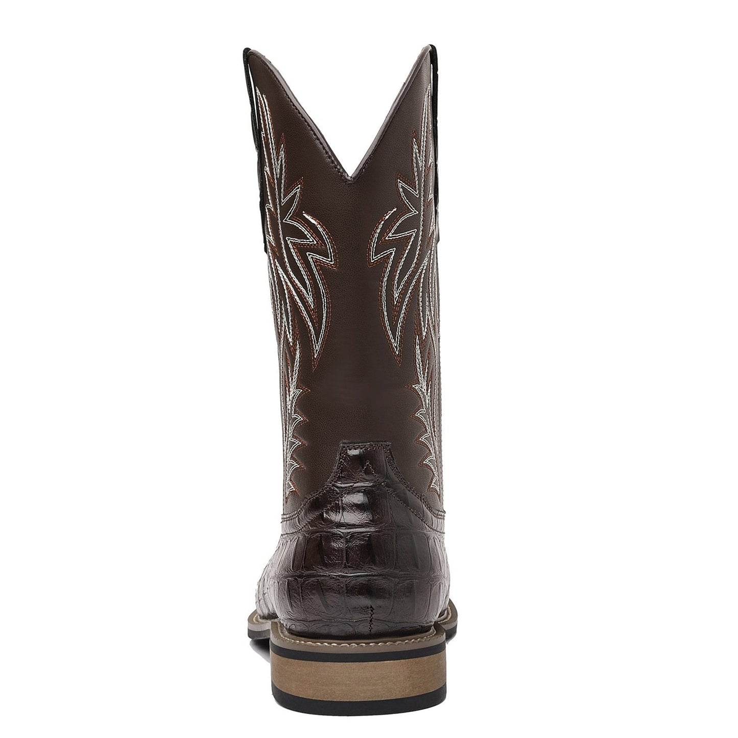 Crocodile Embroidered Vintage Wide Toe Western Cowboy Boots