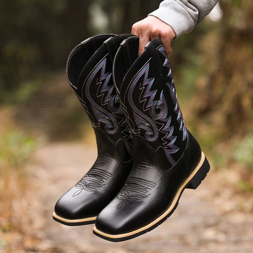 High Embroidered Vintage Cowboy Boots