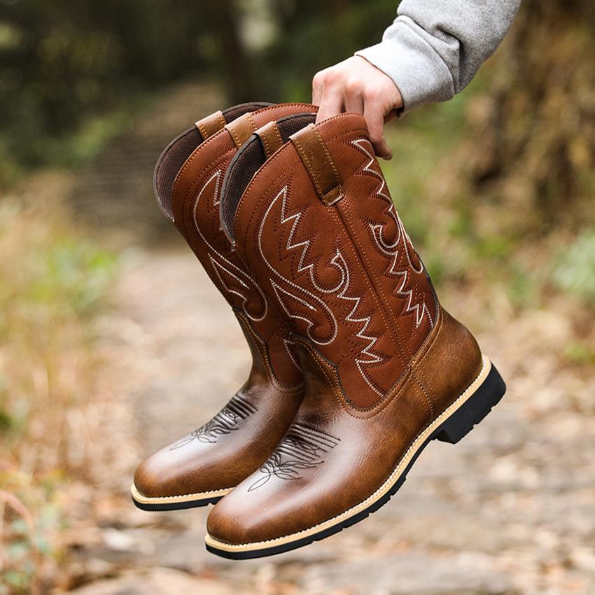 High Embroidered Vintage Cowboy Boots
