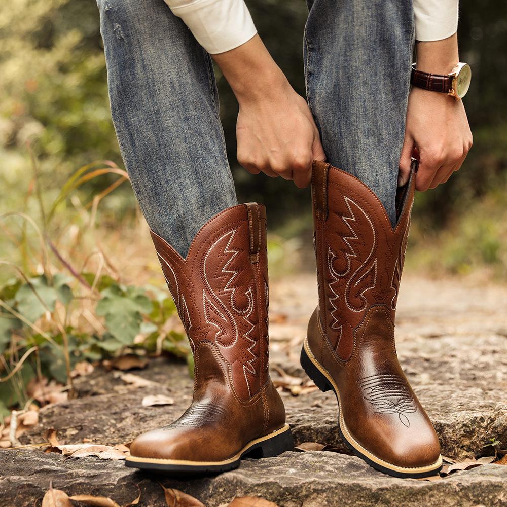 High Embroidered Vintage Cowboy Boots