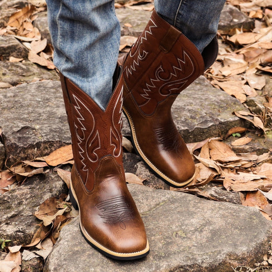 High Embroidered Vintage Cowboy Boots
